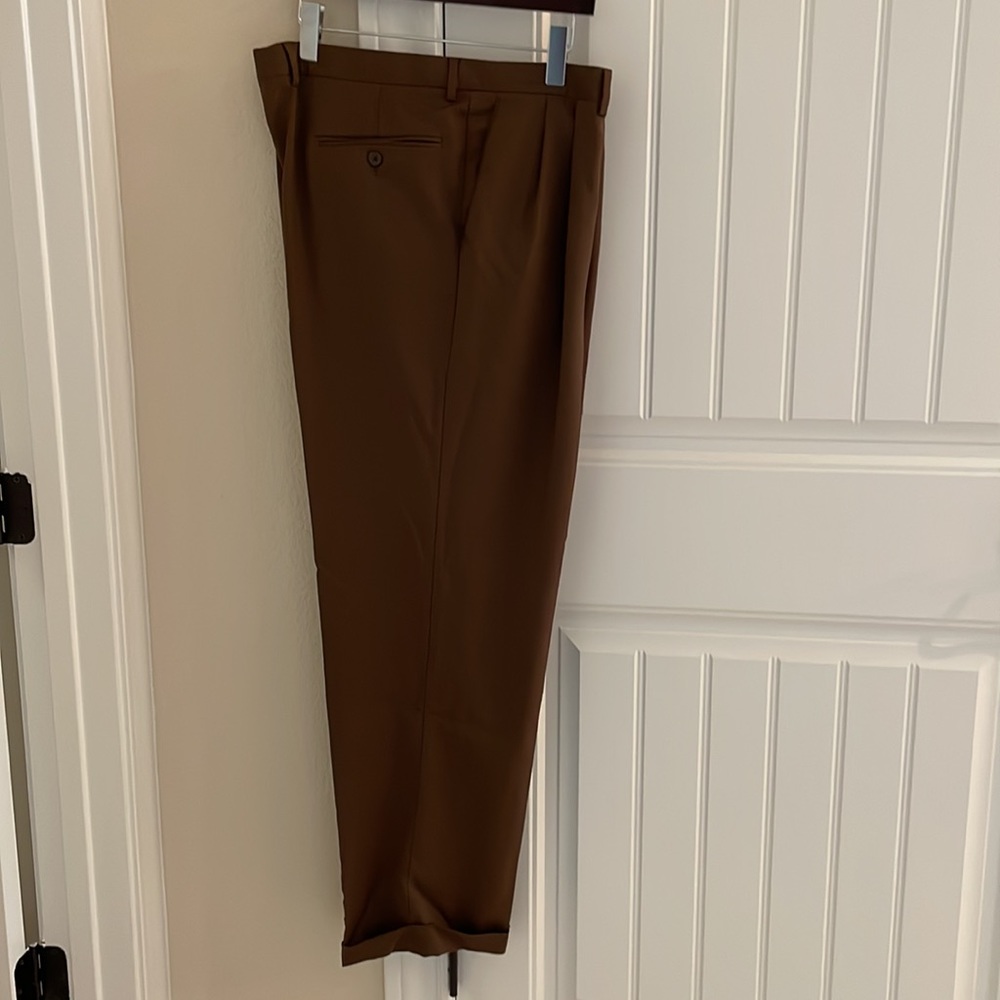 Pazoni Como 2 Made in Italy 100% Wool Trousers Tobacco Brown Size 40x31